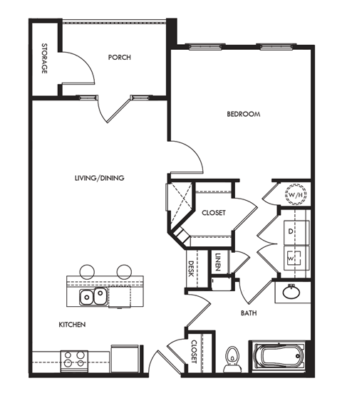 a floor plan of a house with a bedroom and a living room